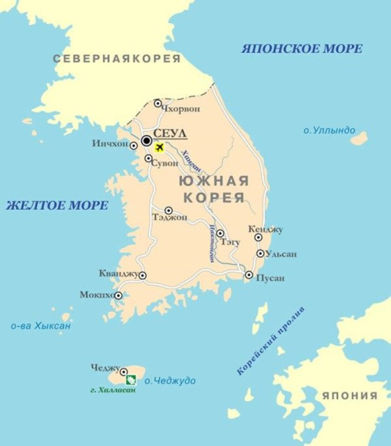 карта Южной Кореи